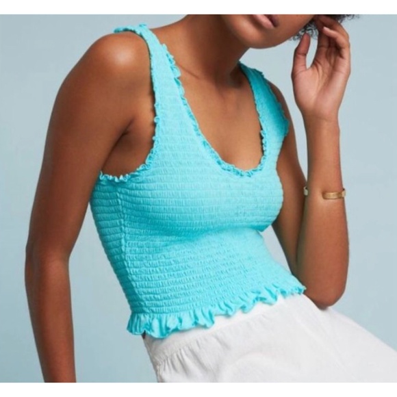 Anthropologie Tops - Anthropologie Floreat Ruffled Crop Tank